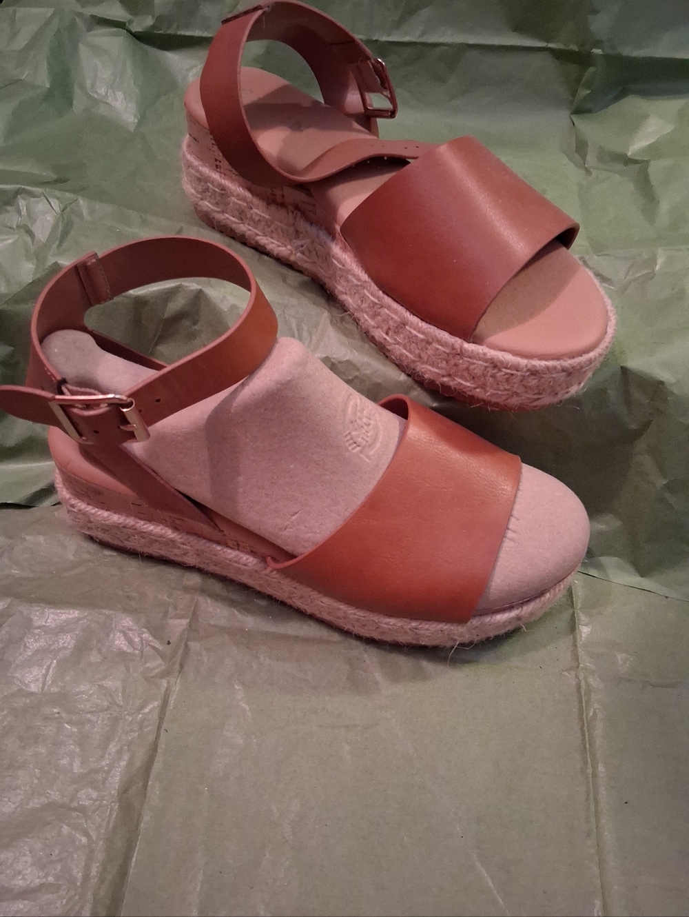SHEIN Tan Espadrille Platform Sandals